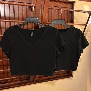 Wild Fable 2 Black Crop Tops - size Large